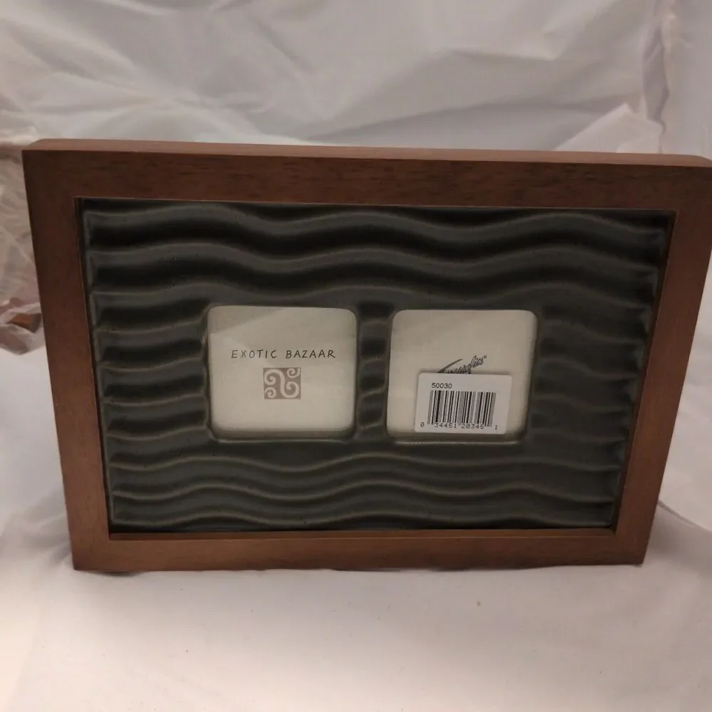Vintage 1994 Fetco Tonographics Double Photo Frame Exotic Bazaar Wood
